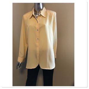 Susan Graver Pale Yellow Tulip Hem Blouse
